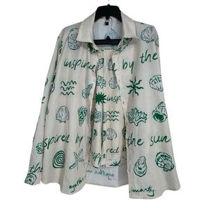 Inspired by the Sun Shell Print Shirt & Shorts Set Women’s XL Beachy Resort